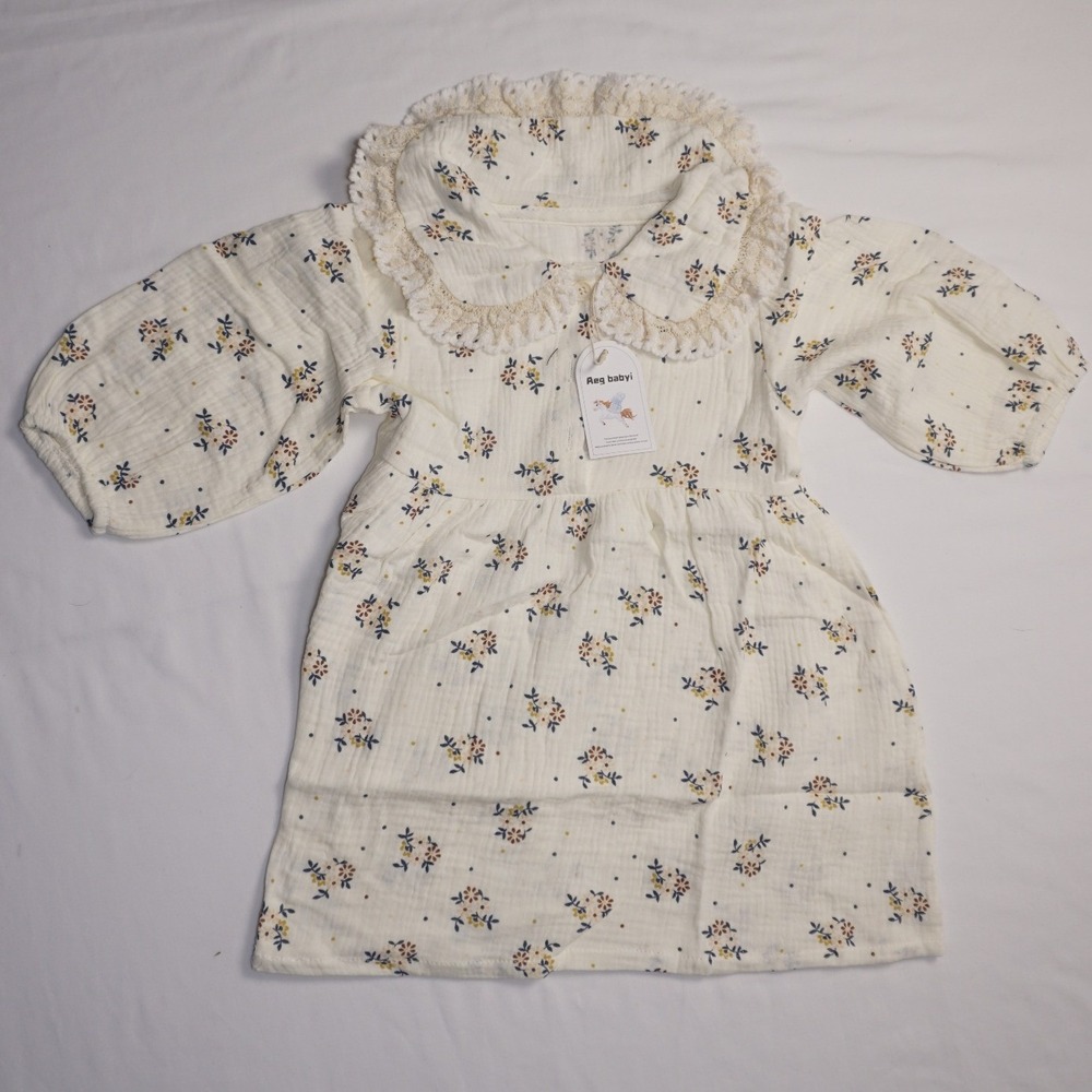 Aeg Babyi Toddler Floral Cotton Gauze Dress With Lace Collar